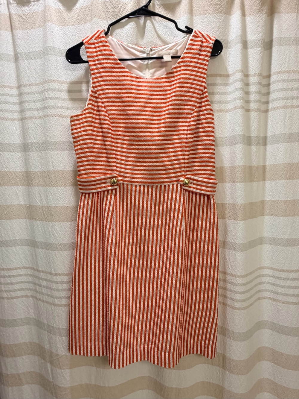 Banana Republic Orange and White Striped Sleeveless Dress
